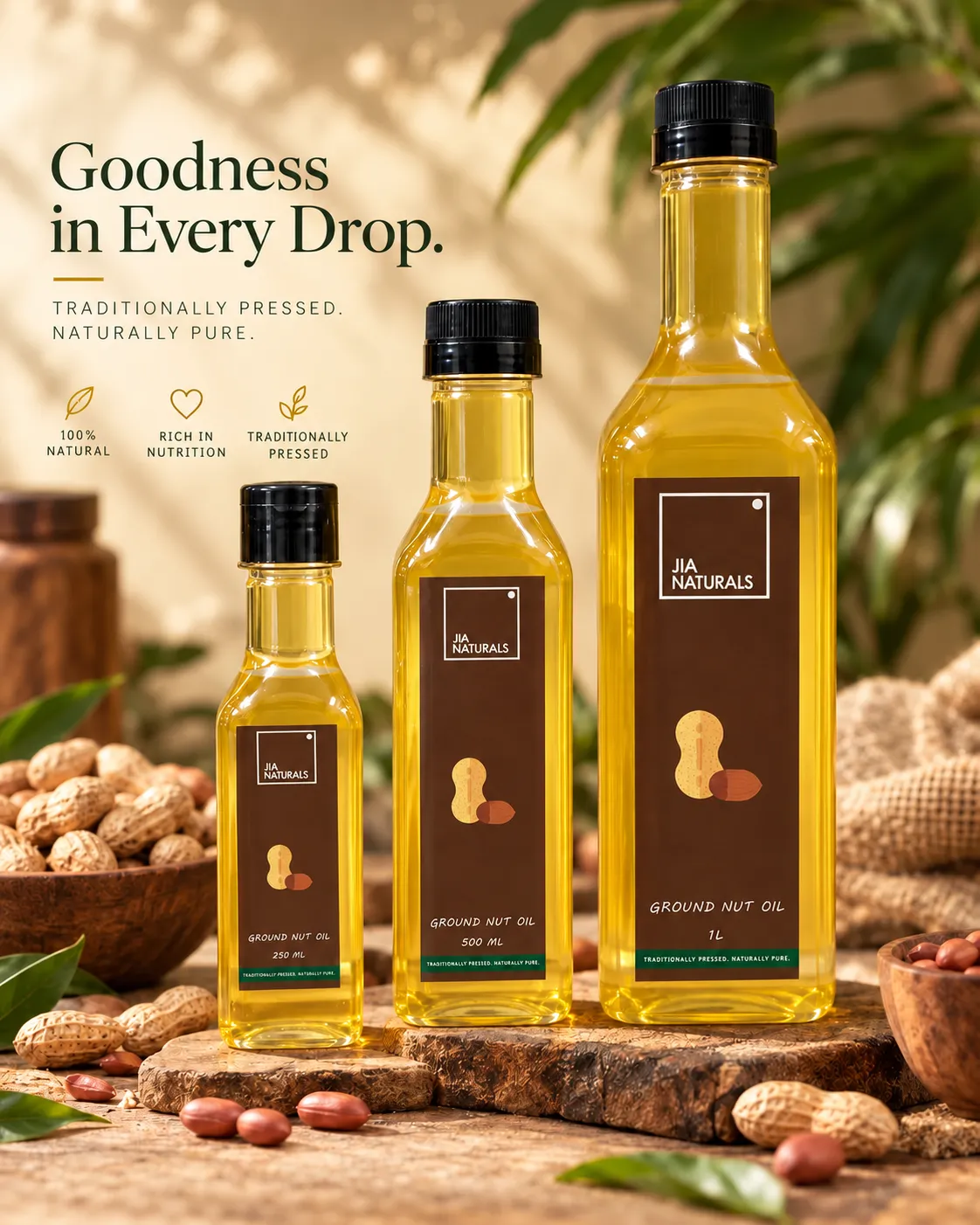 JIA Naturals Groundnut Oil bottle